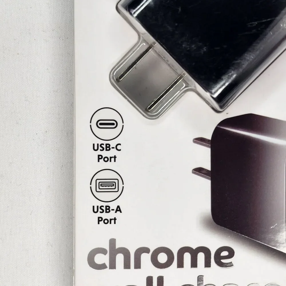 Chrome Wall Charger  USB-A And USB-C Port